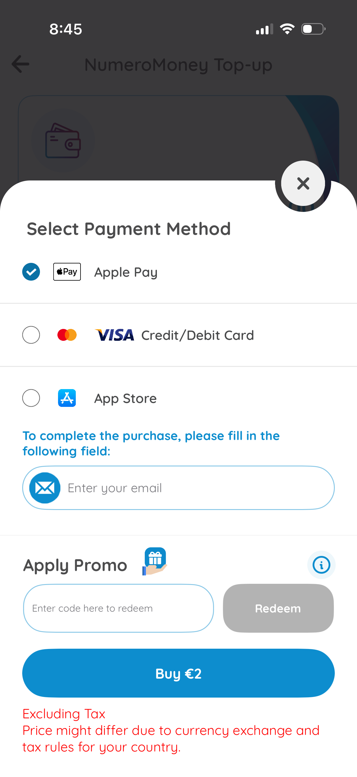 numero checkout screenshot